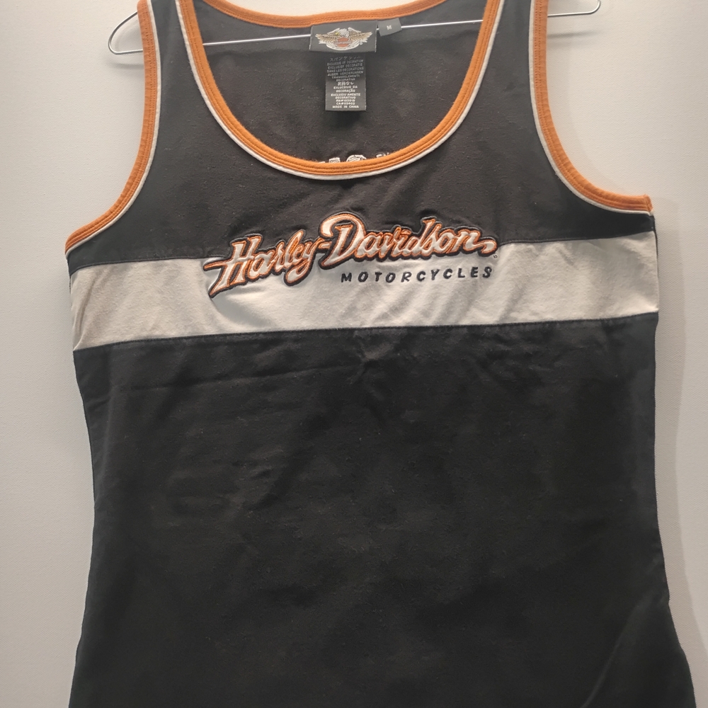 Harley-Davidson Black and Orange Tank Top